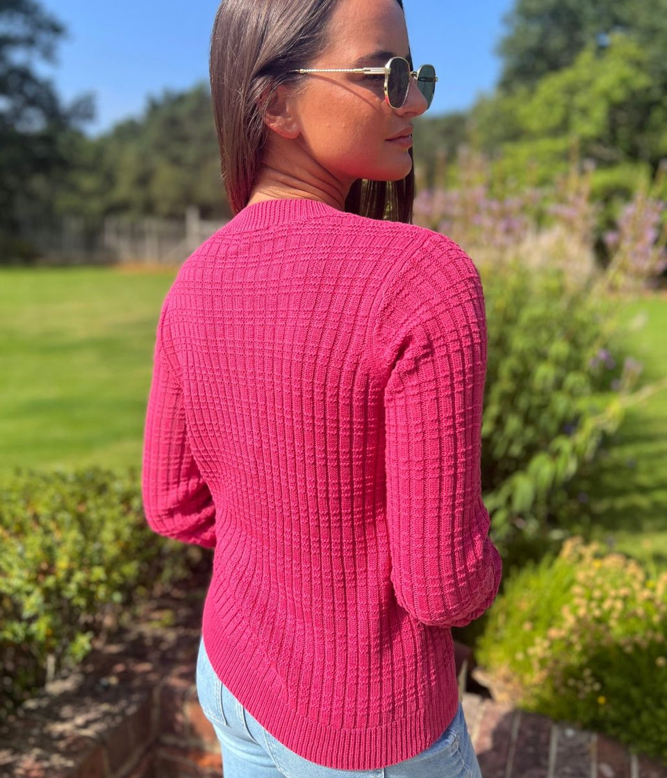 Pink Tillie Textured Stitch Jumper