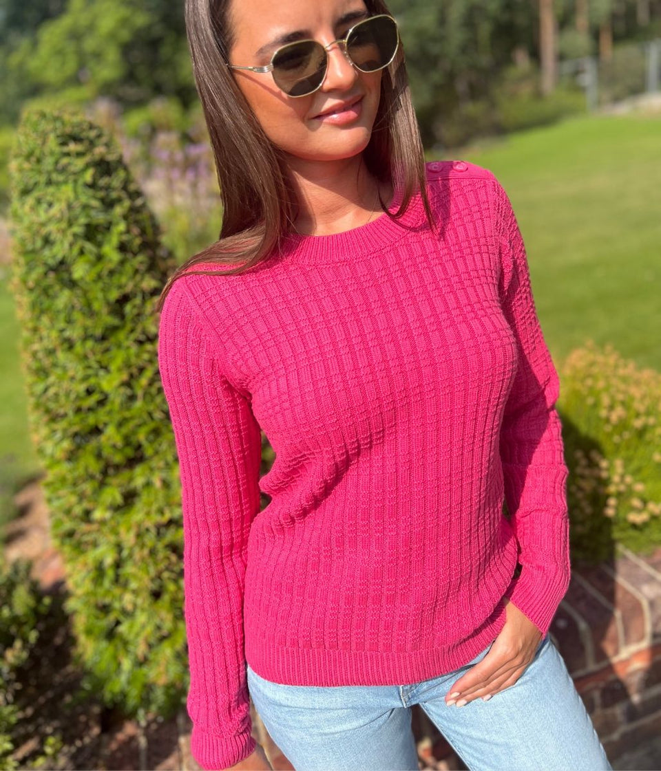 Pink Tillie Textured Stitch Jumper