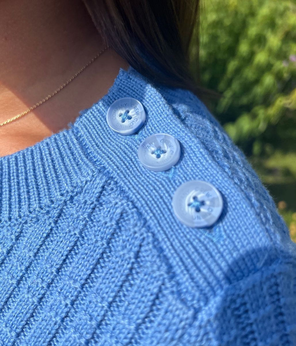 Blue Tillie Textured Stitch Jumper