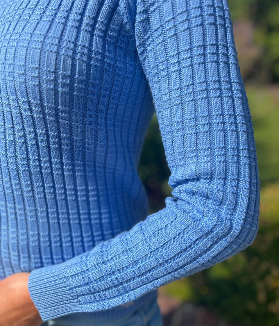 Blue Tillie Textured Stitch Jumper
