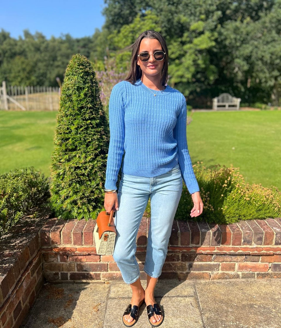 Blue Tillie Textured Stitch Jumper