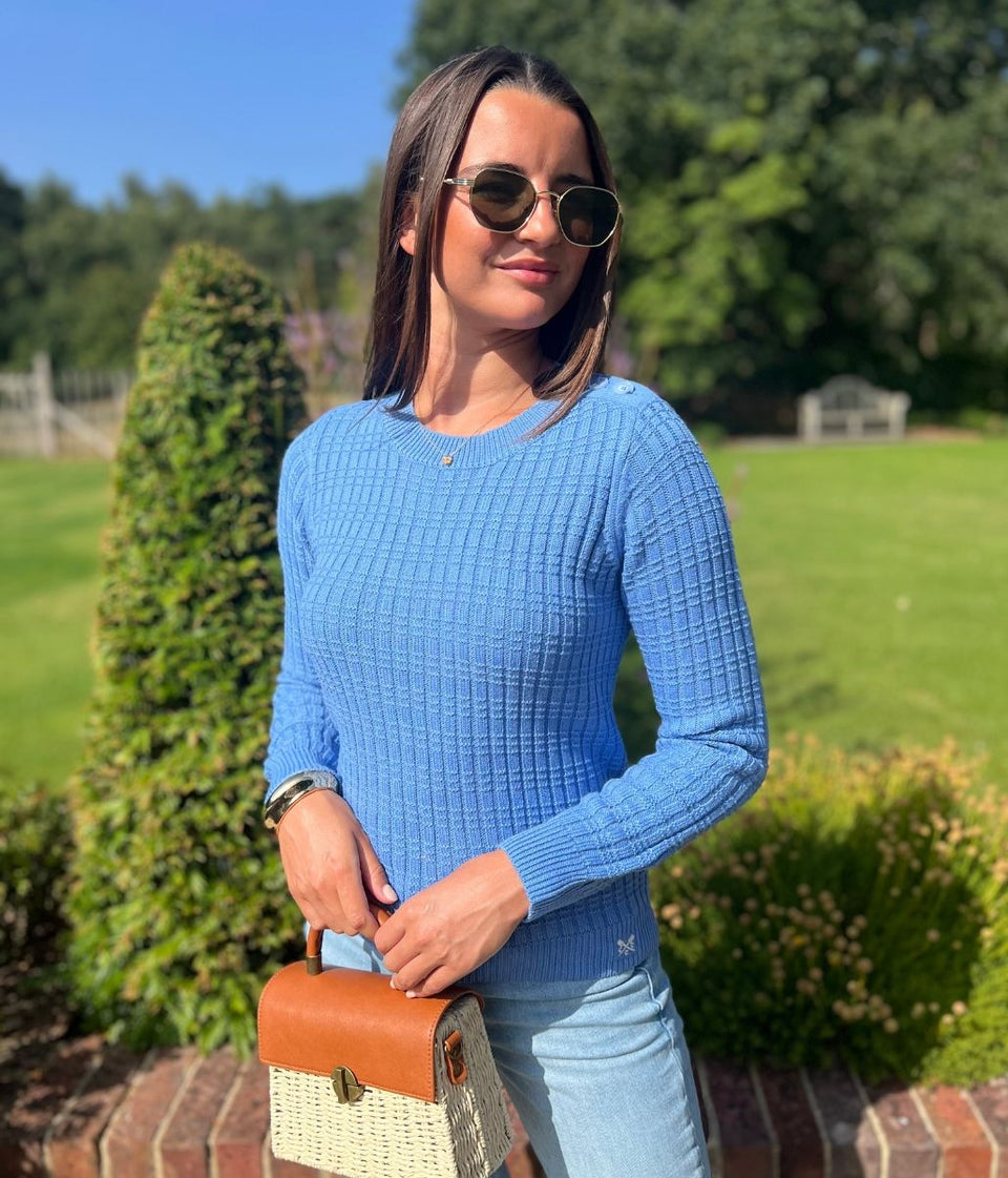 Blue Tillie Textured Stitch Jumper