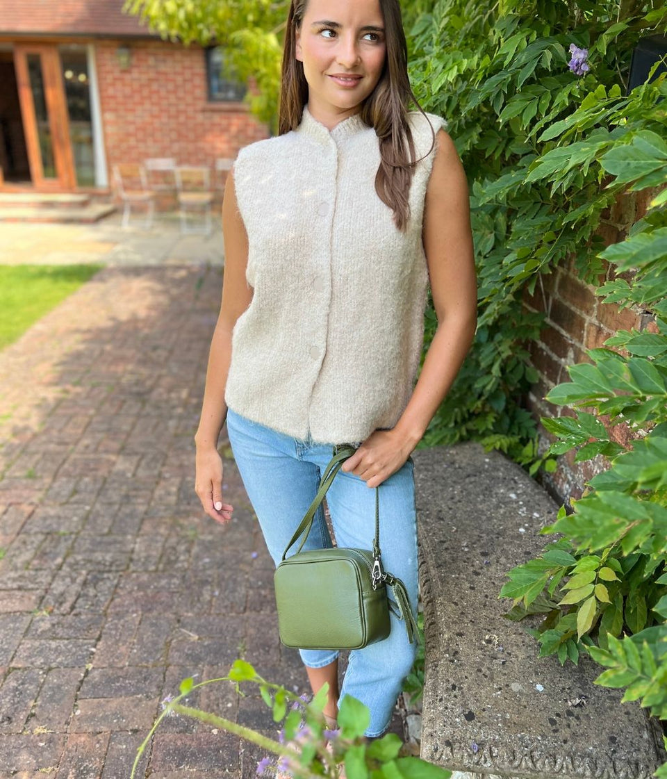 Natural Textured Knitted Waistcoat