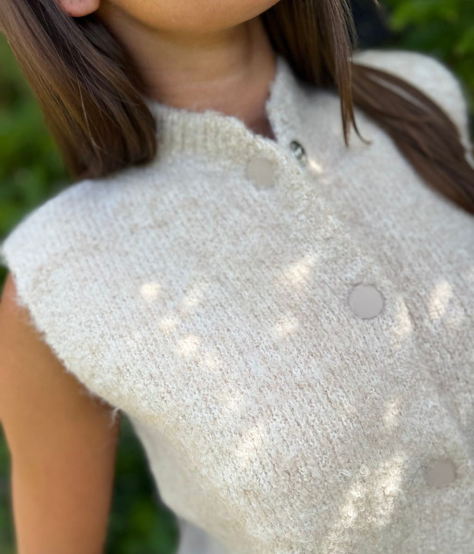 Natural Textured Knitted Waistcoat