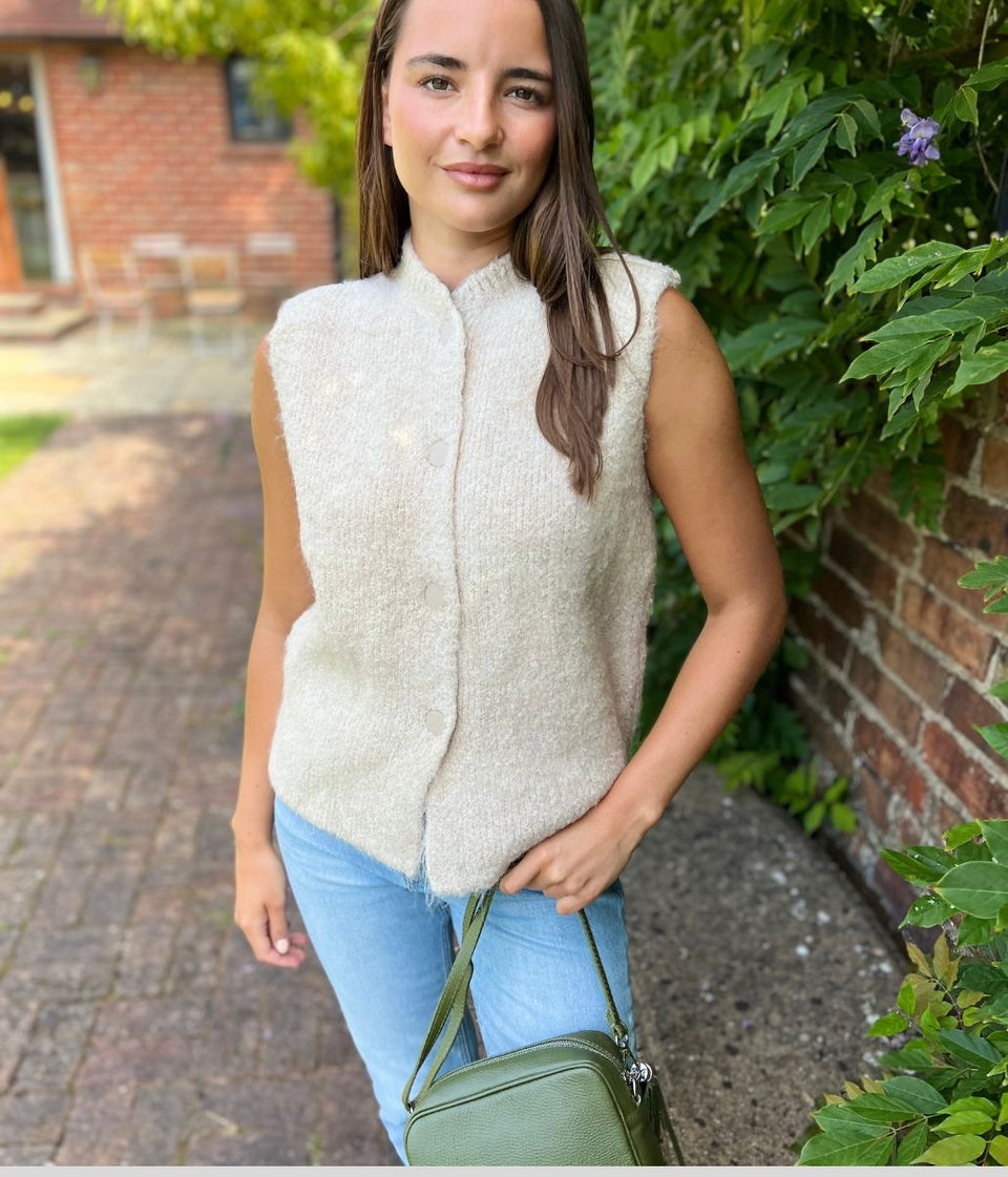 Natural Textured Knitted Waistcoat