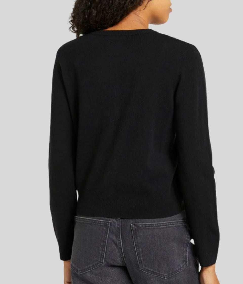 Black Fine Knit Button Cardigan