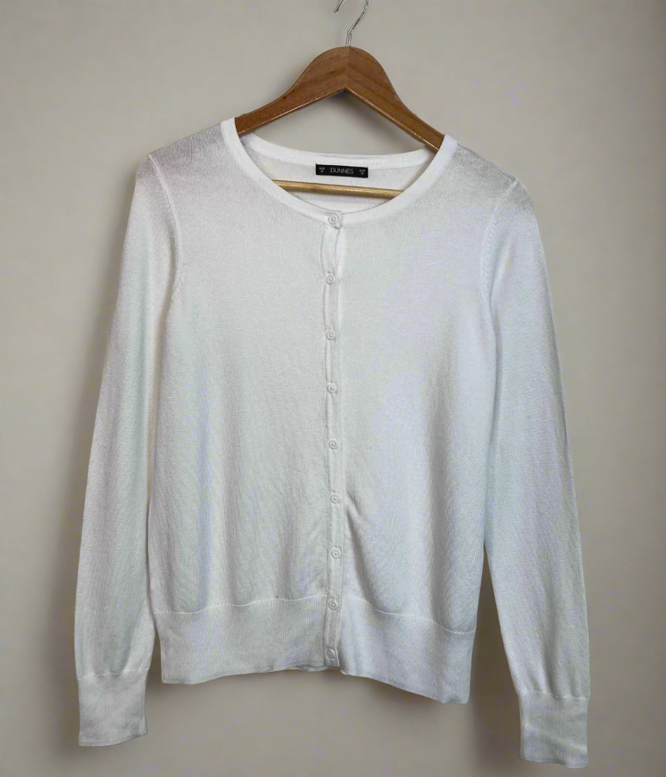 White Fine Knit Button Cardigan