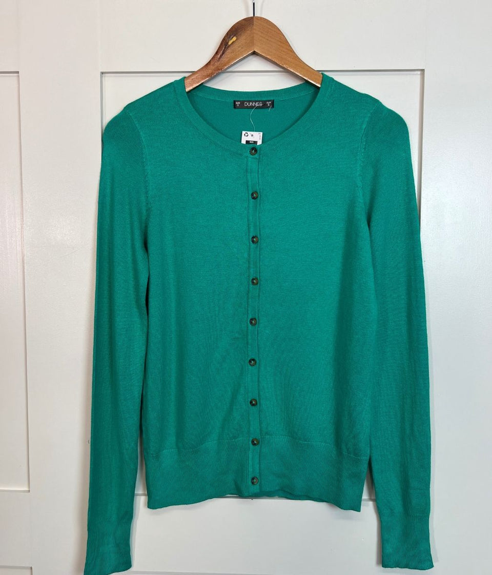 Green Fine Knit Button Cardigan