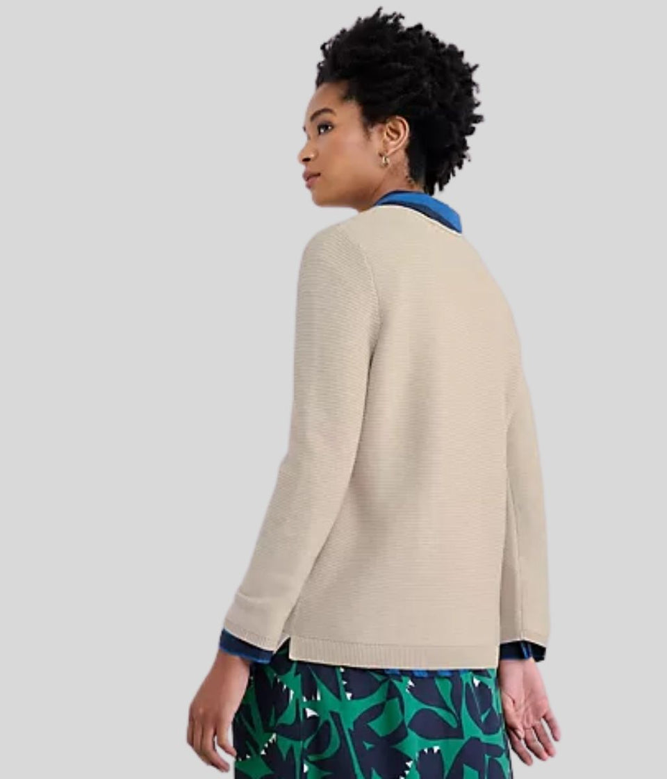 Beige Ex Seasalt Cotton Makers Ribbed Jumper