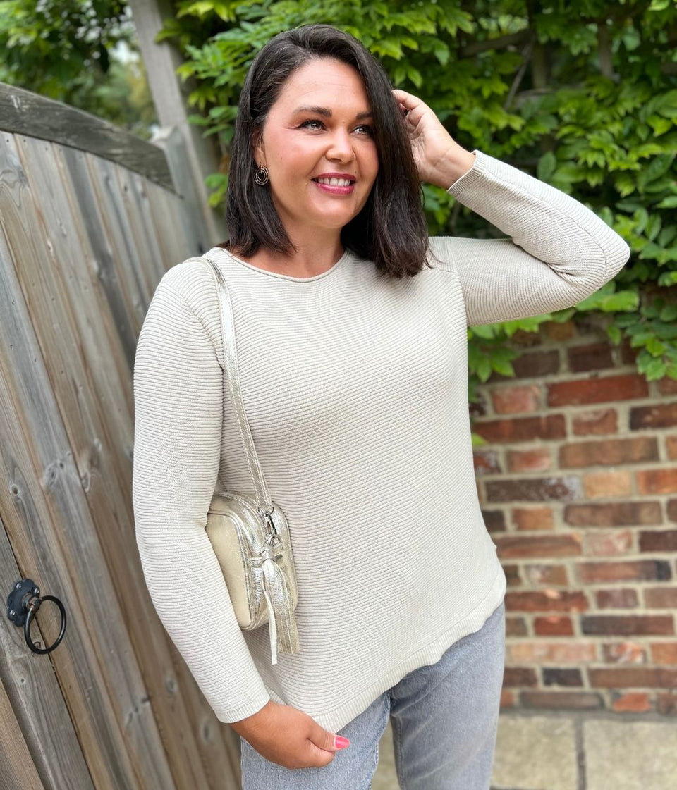 Beige Ex Seasalt Cotton Makers Ribbed Jumper