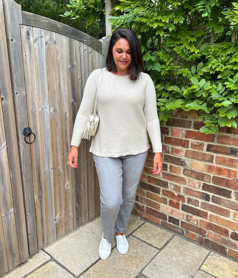 Beige Ex Seasalt Cotton Makers Ribbed Jumper