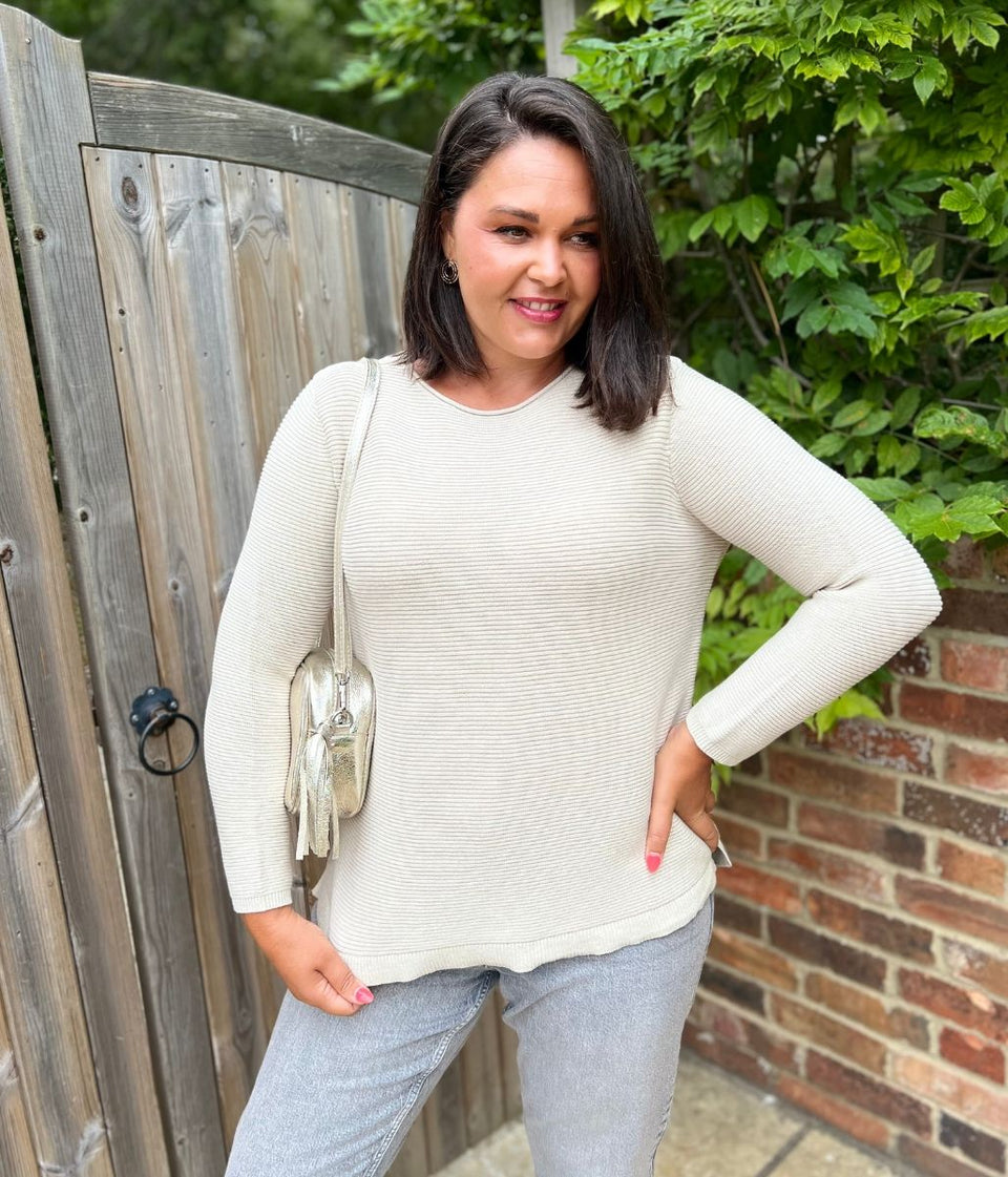 Beige Ex Seasalt Cotton Makers Ribbed Jumper