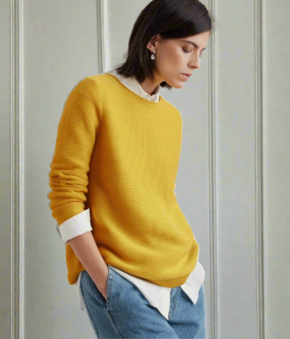 Yellow Ex Seasalt Cotton Makers Ribbed Jumper