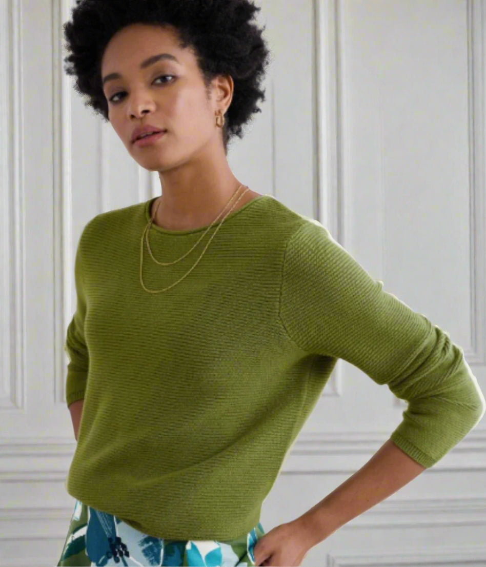 Green Ex Seasalt Cotton Makers Ribbed Jumper