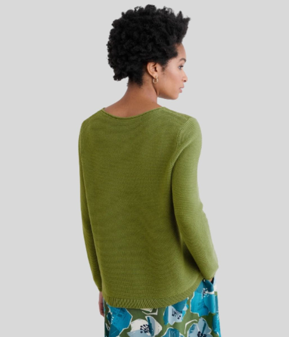 Green Ex Seasalt Cotton Makers Ribbed Jumper