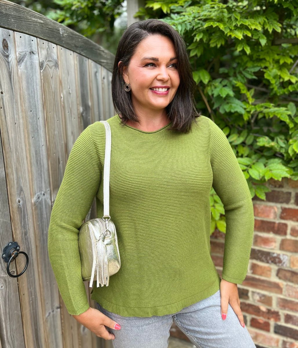 Green Ex Seasalt Cotton Makers Ribbed Jumper