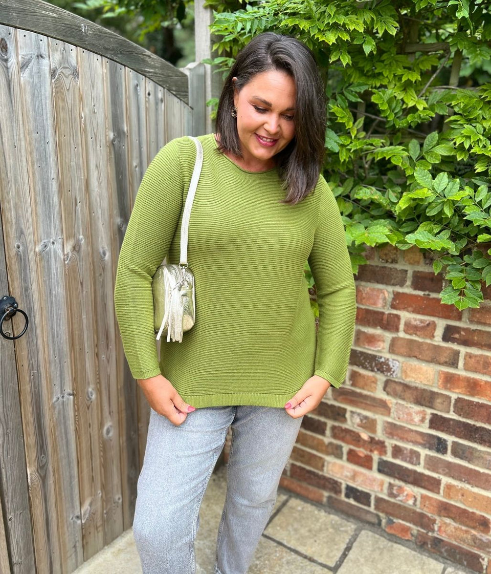 Green Ex Seasalt Cotton Makers Ribbed Jumper