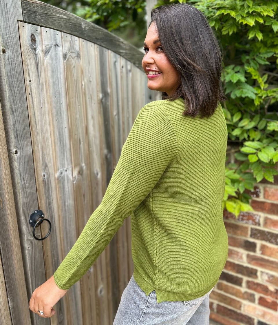 Green Ex Seasalt Cotton Makers Ribbed Jumper