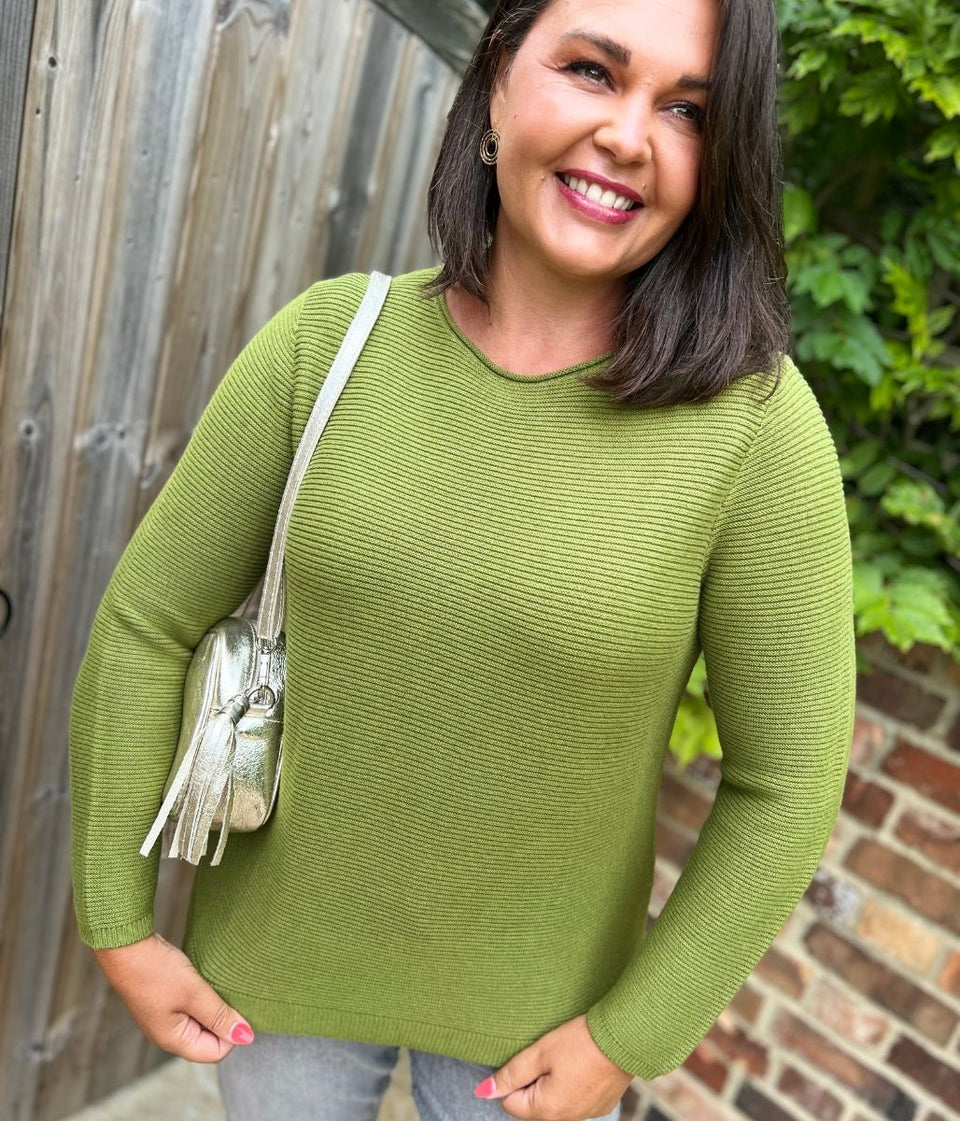 Green Ex Seasalt Cotton Makers Ribbed Jumper