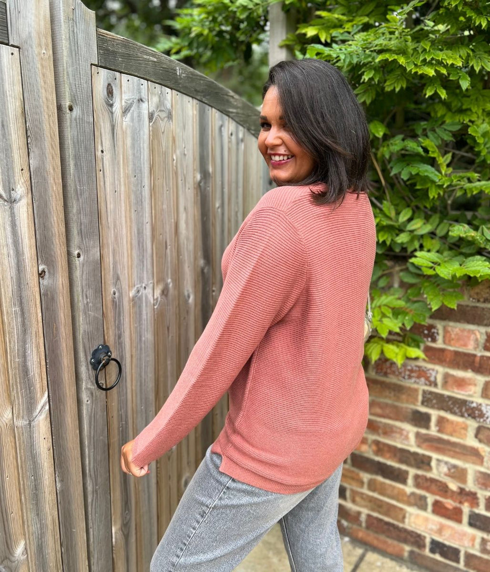Salmon Pink Ex Seasalt Cotton Makers Ribbed Jumper