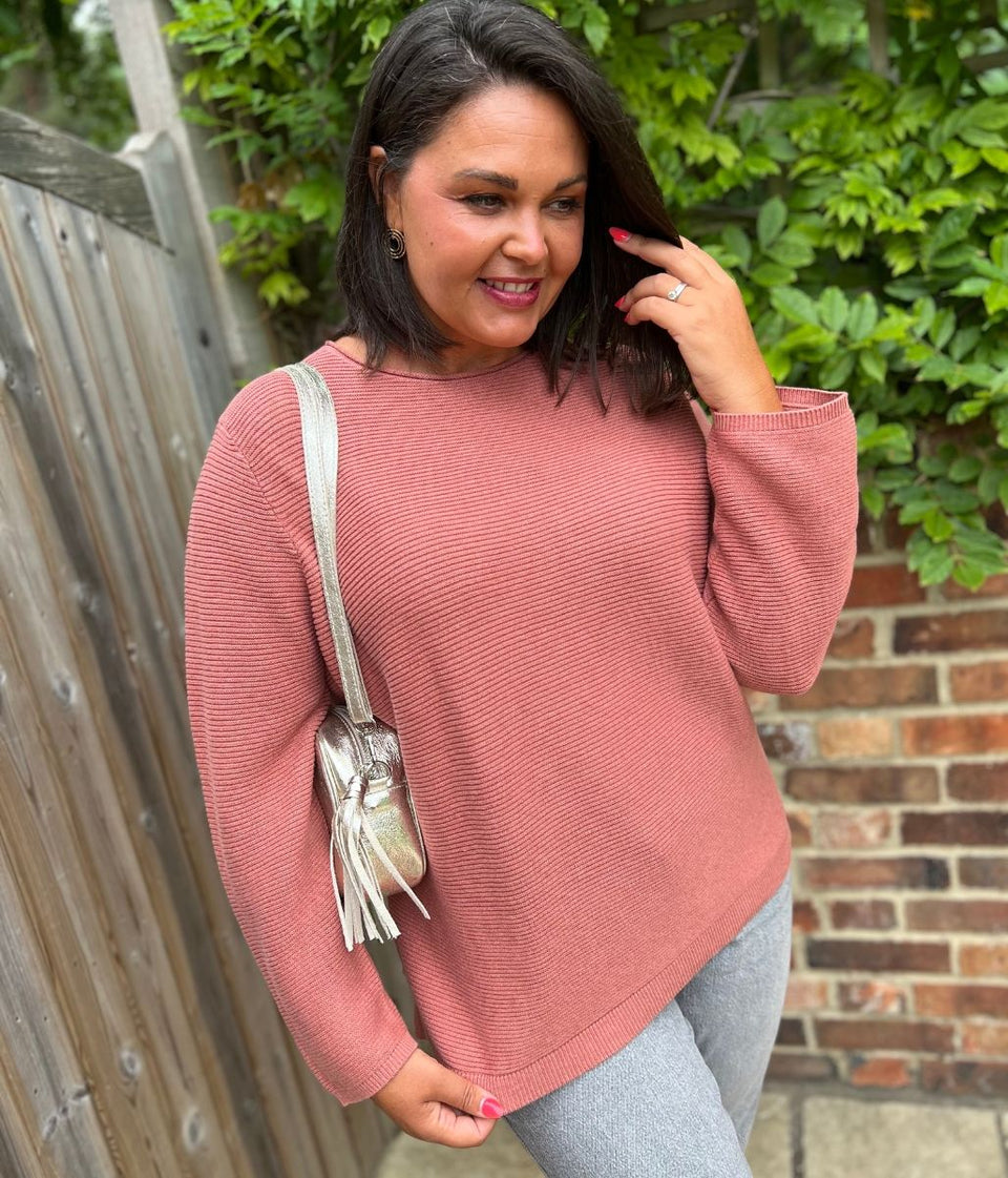 Salmon Pink Ex Seasalt Cotton Makers Ribbed Jumper
