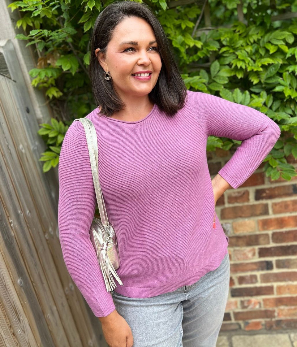 Mauve Ex Seasalt Cotton Makers Ribbed Jumper