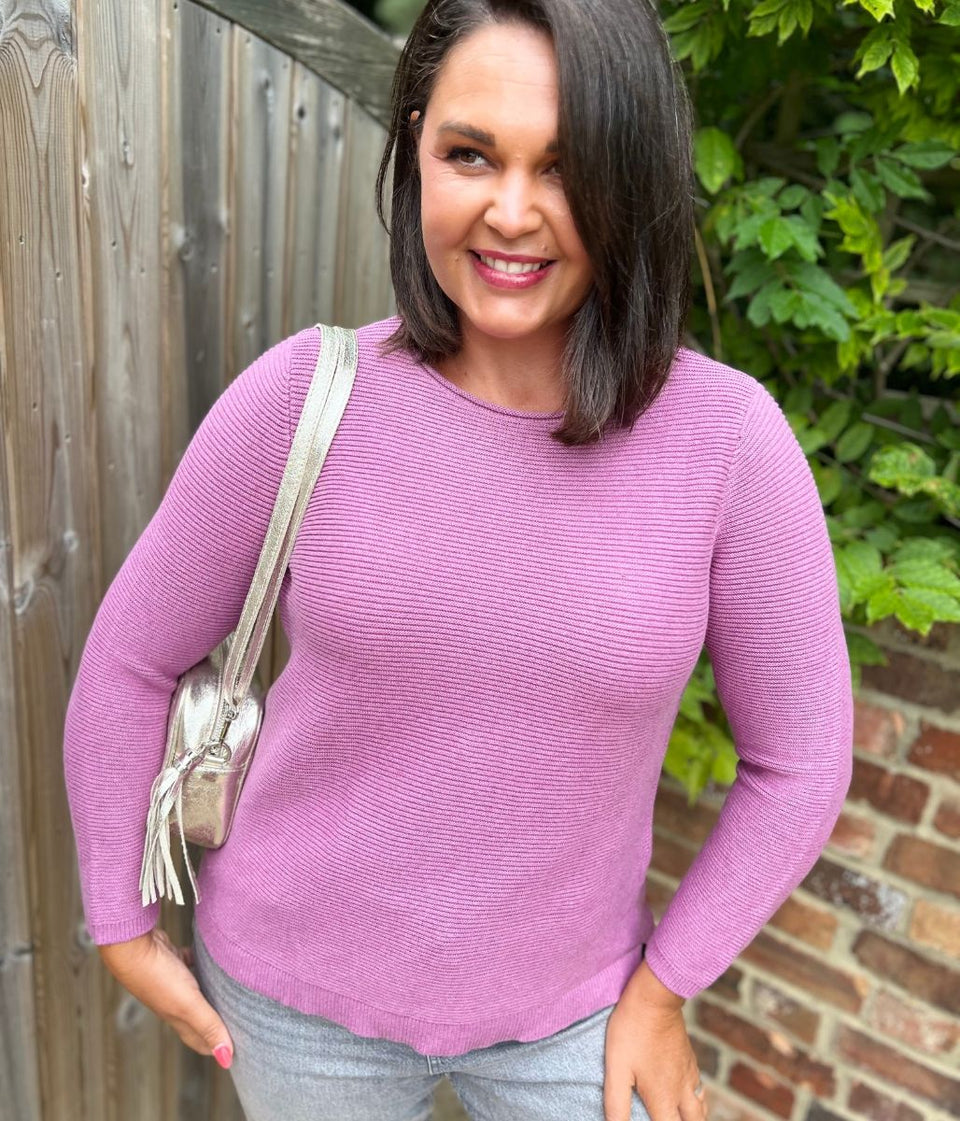Mauve Ex Seasalt Cotton Makers Ribbed Jumper