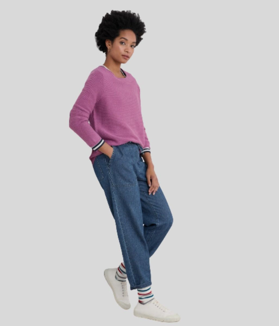 Mauve Ex Seasalt Cotton Makers Ribbed Jumper