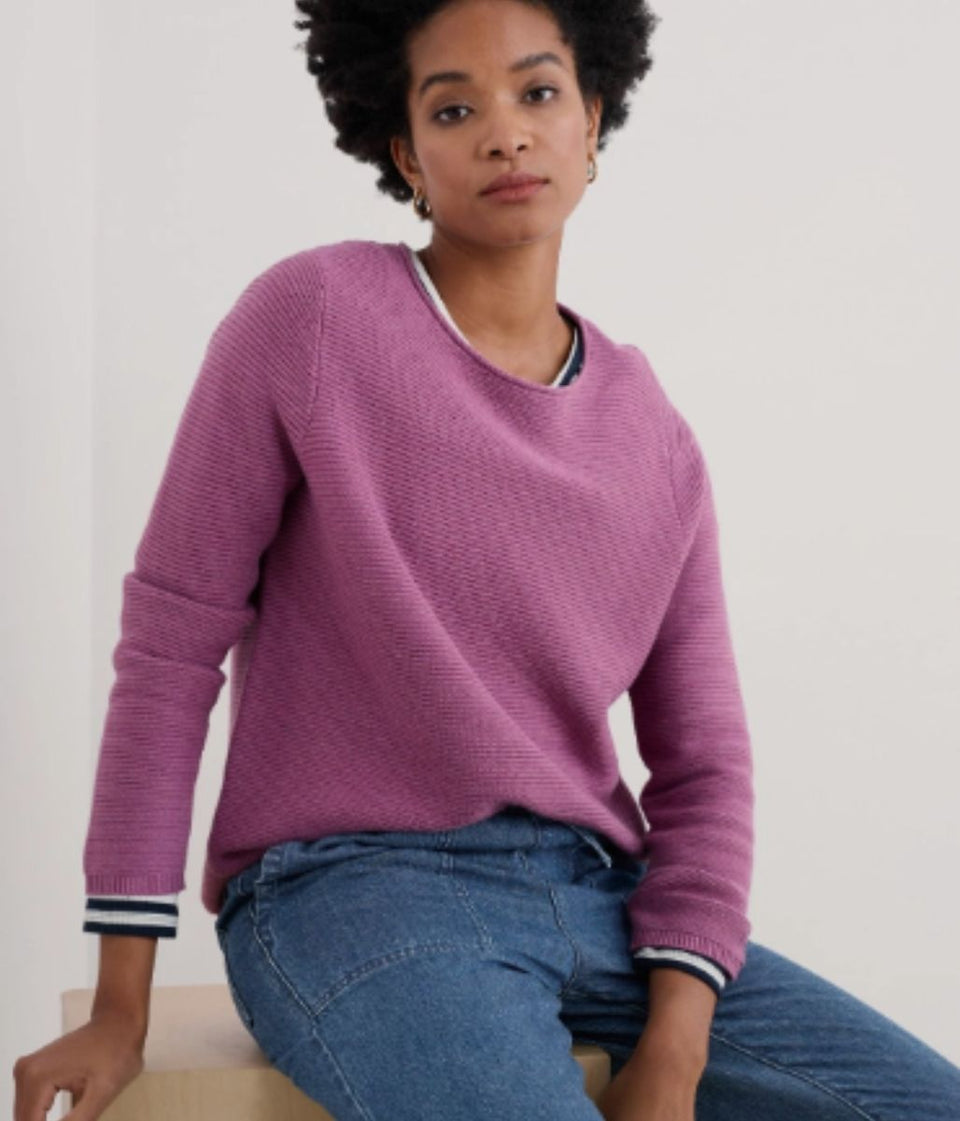 Mauve Ex Seasalt Cotton Makers Ribbed Jumper