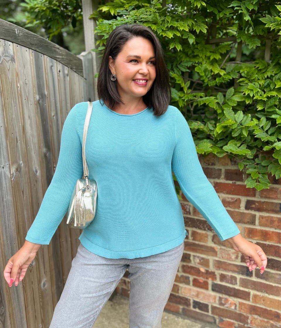 Turquoise Ex Seasalt Cotton Makers Ribbed Jumper