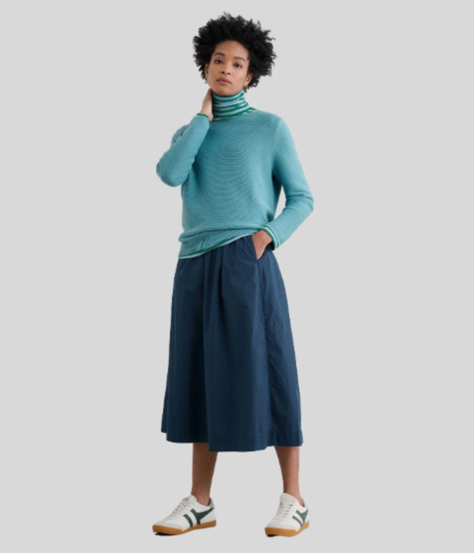 Turquoise Ex Seasalt Cotton Makers Ribbed Jumper