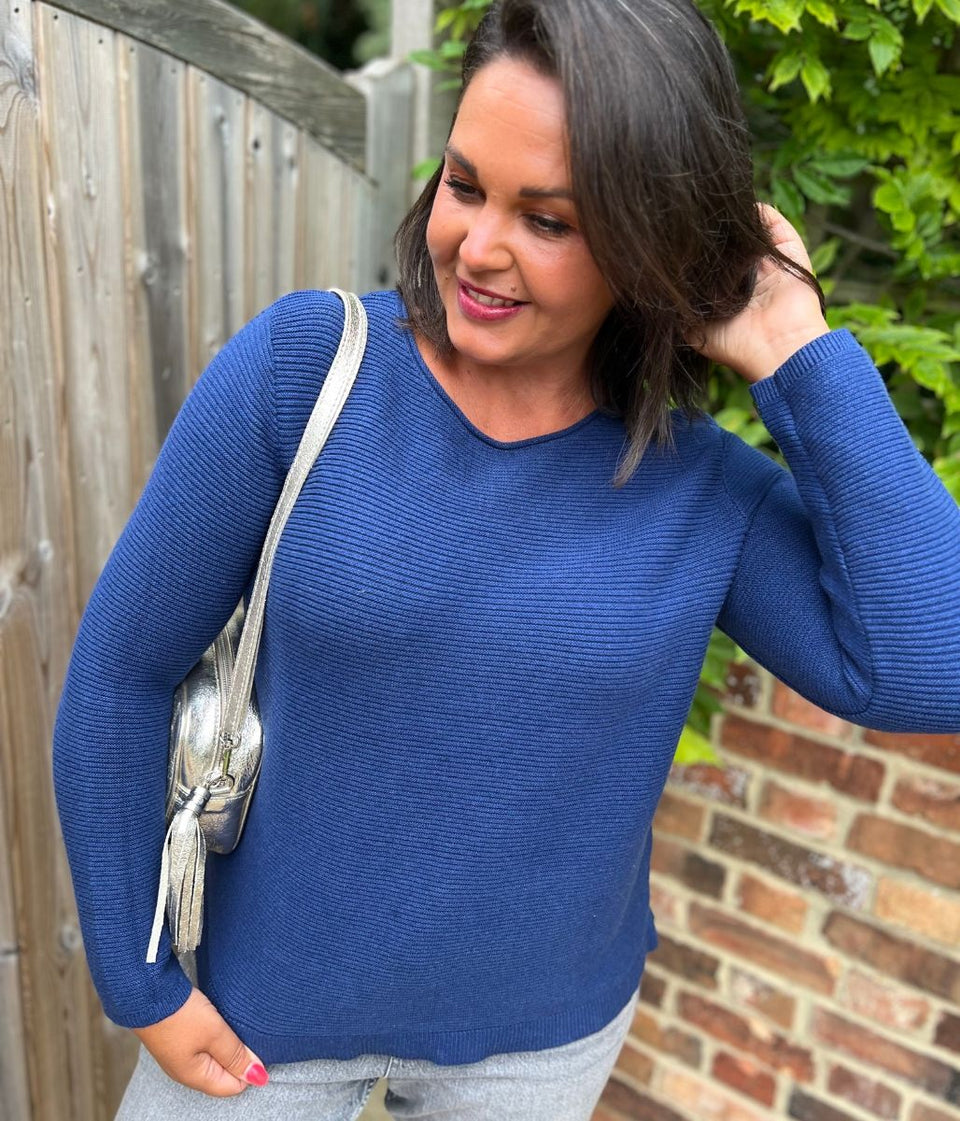 Navy Ex Seasalt Cotton Makers Ribbed Jumper