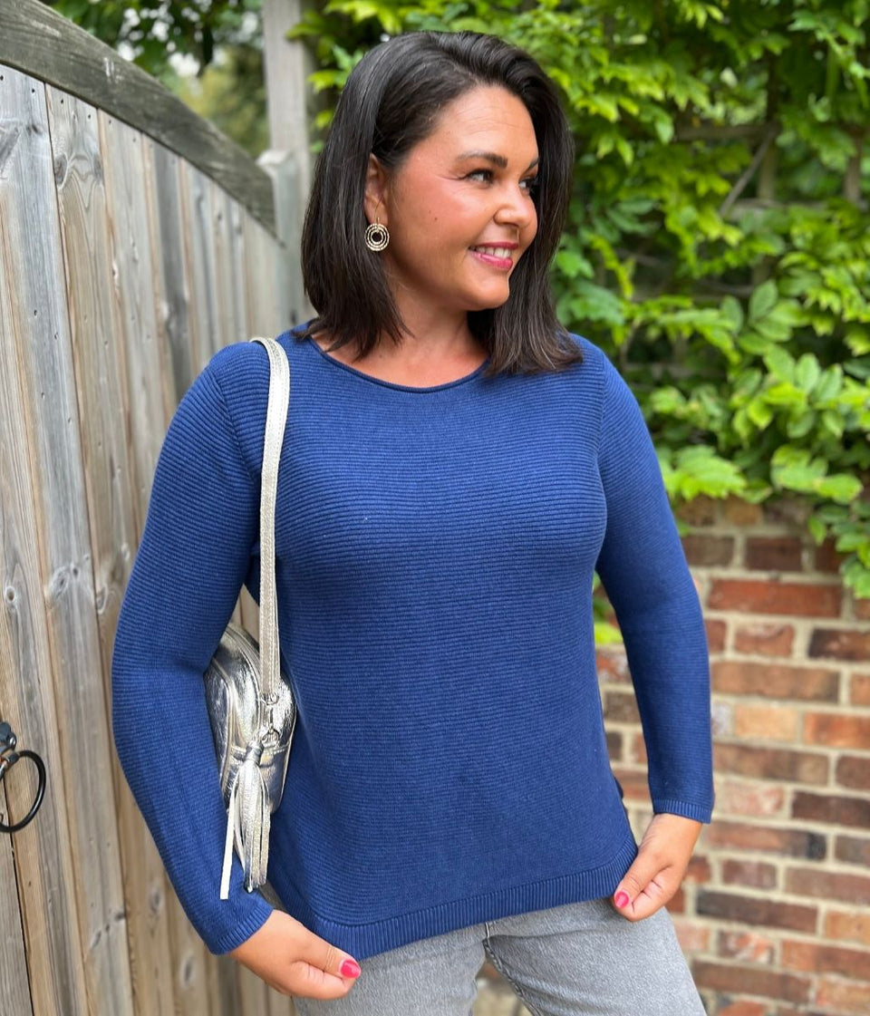 Navy Ex Seasalt Cotton Makers Ribbed Jumper