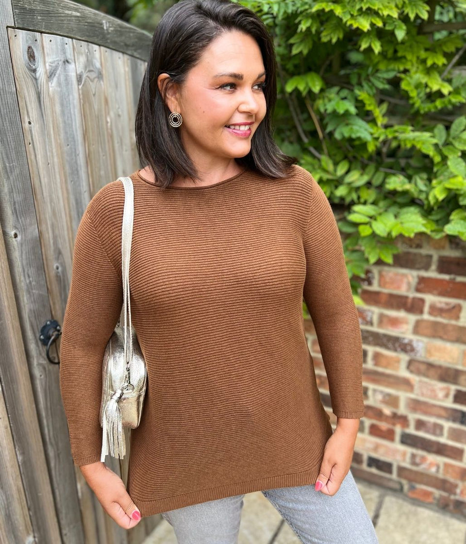 Brown Ex Seasalt Cotton Makers Ribbed Jumper