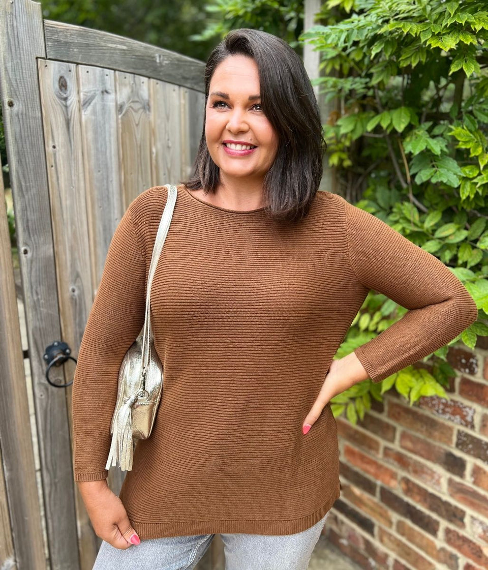 Brown Ex Seasalt Cotton Makers Ribbed Jumper