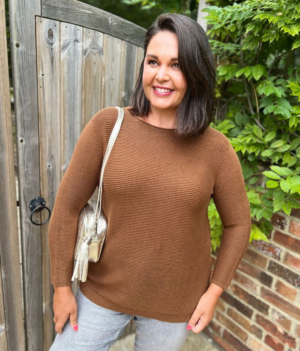 Brown Ex Seasalt Cotton Makers Ribbed Jumper