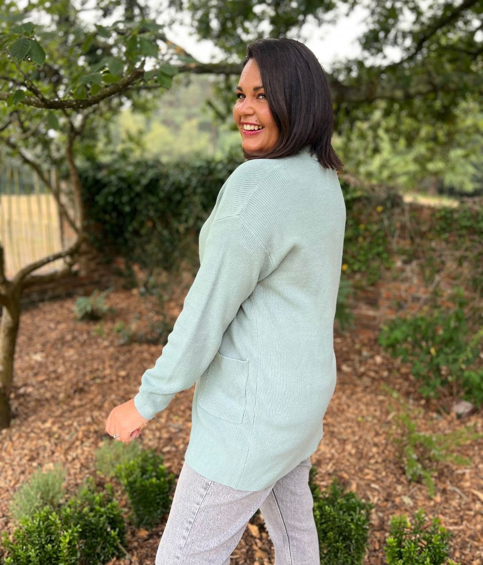 Sage Long Open Cardigan