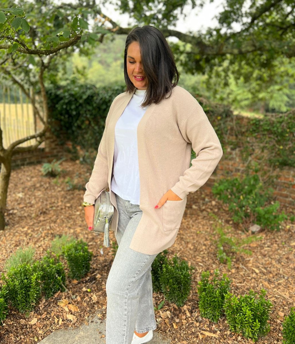 Oatmeal Long Open Cardigan