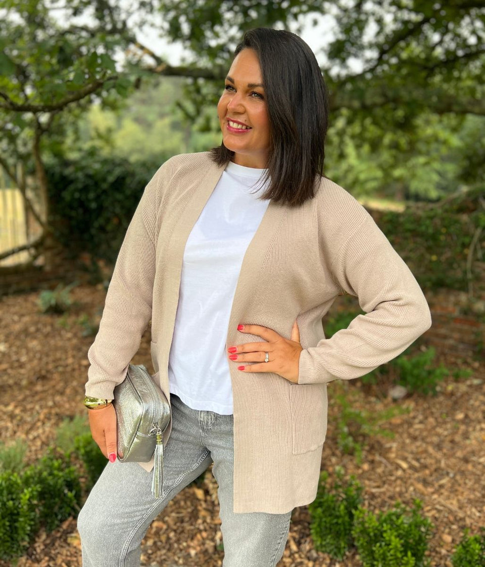 Oatmeal Long Open Cardigan