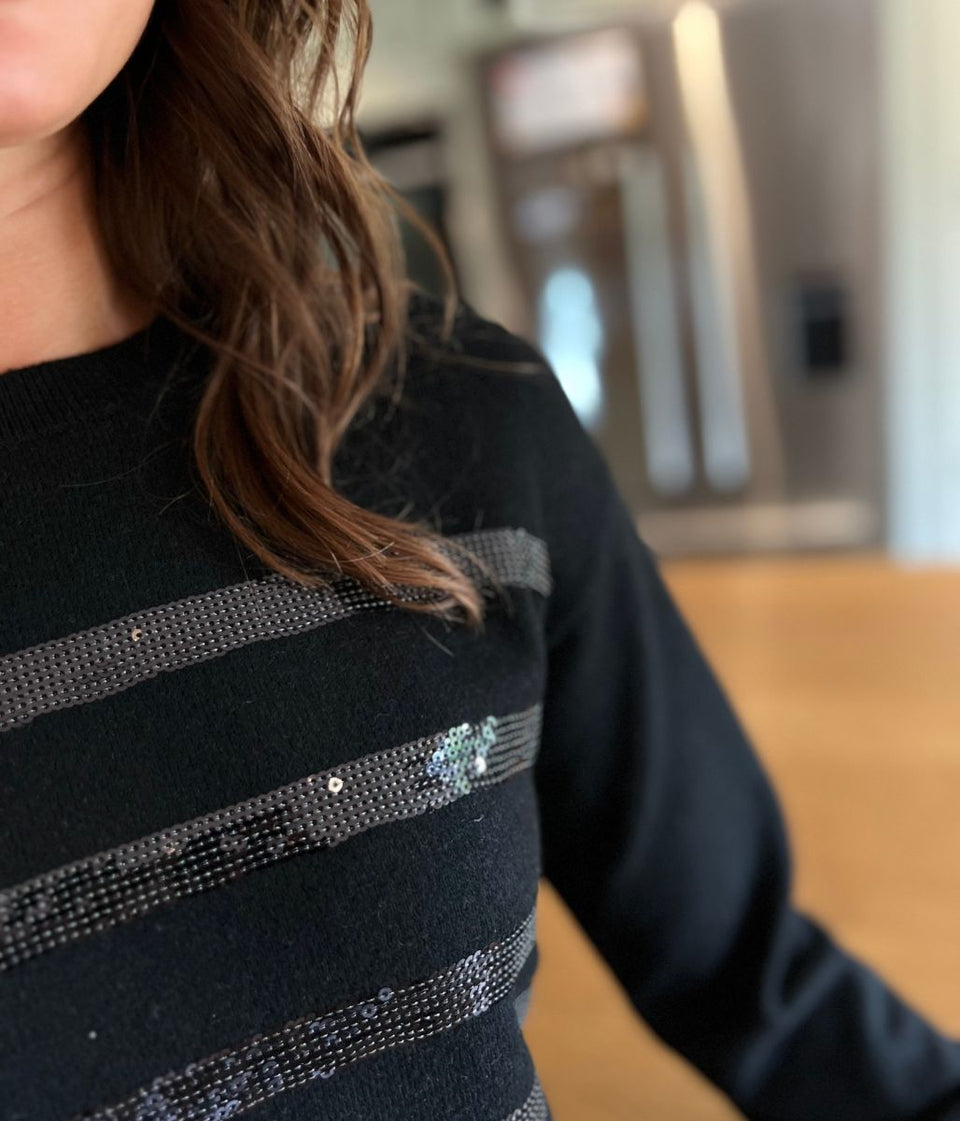 Black Sequin Stripe Jumper