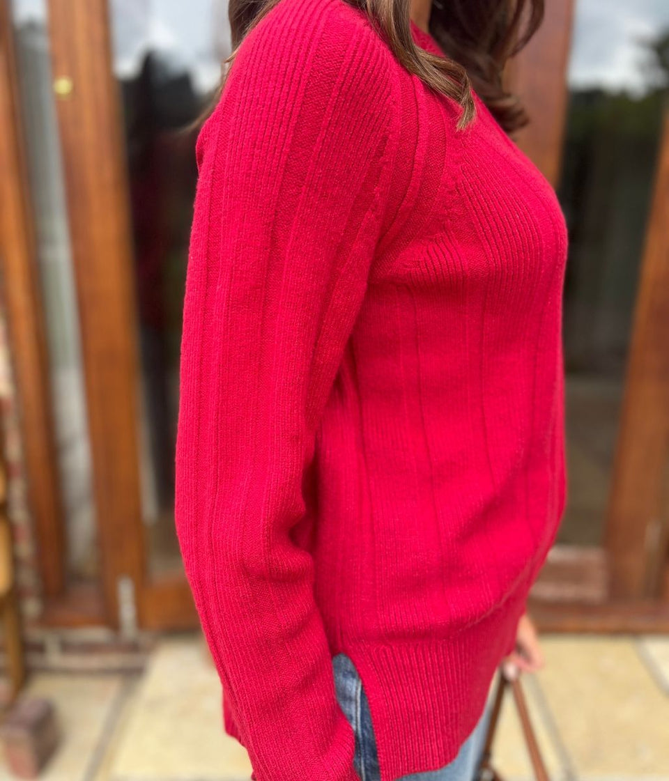 Red Wide Ribbed Jumper