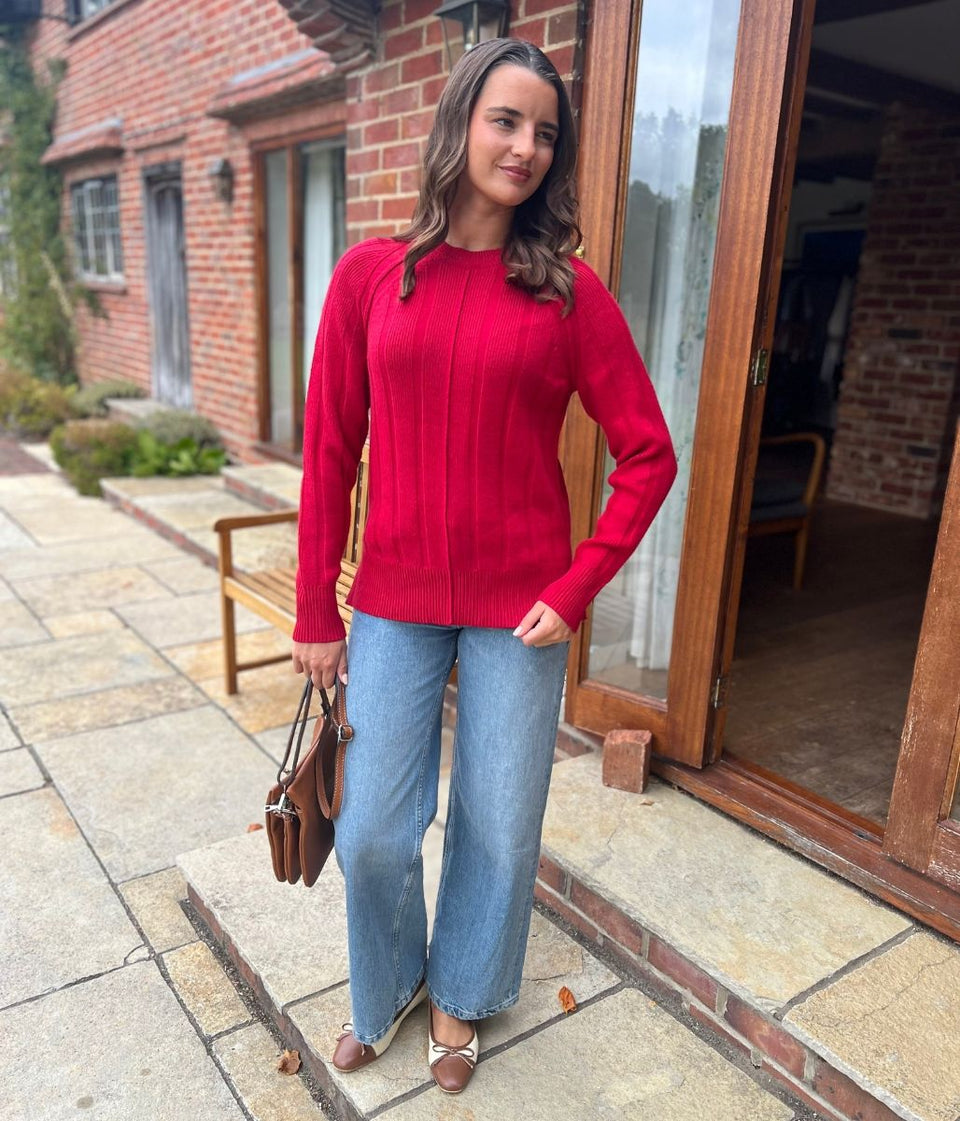 Red Wide Ribbed Jumper