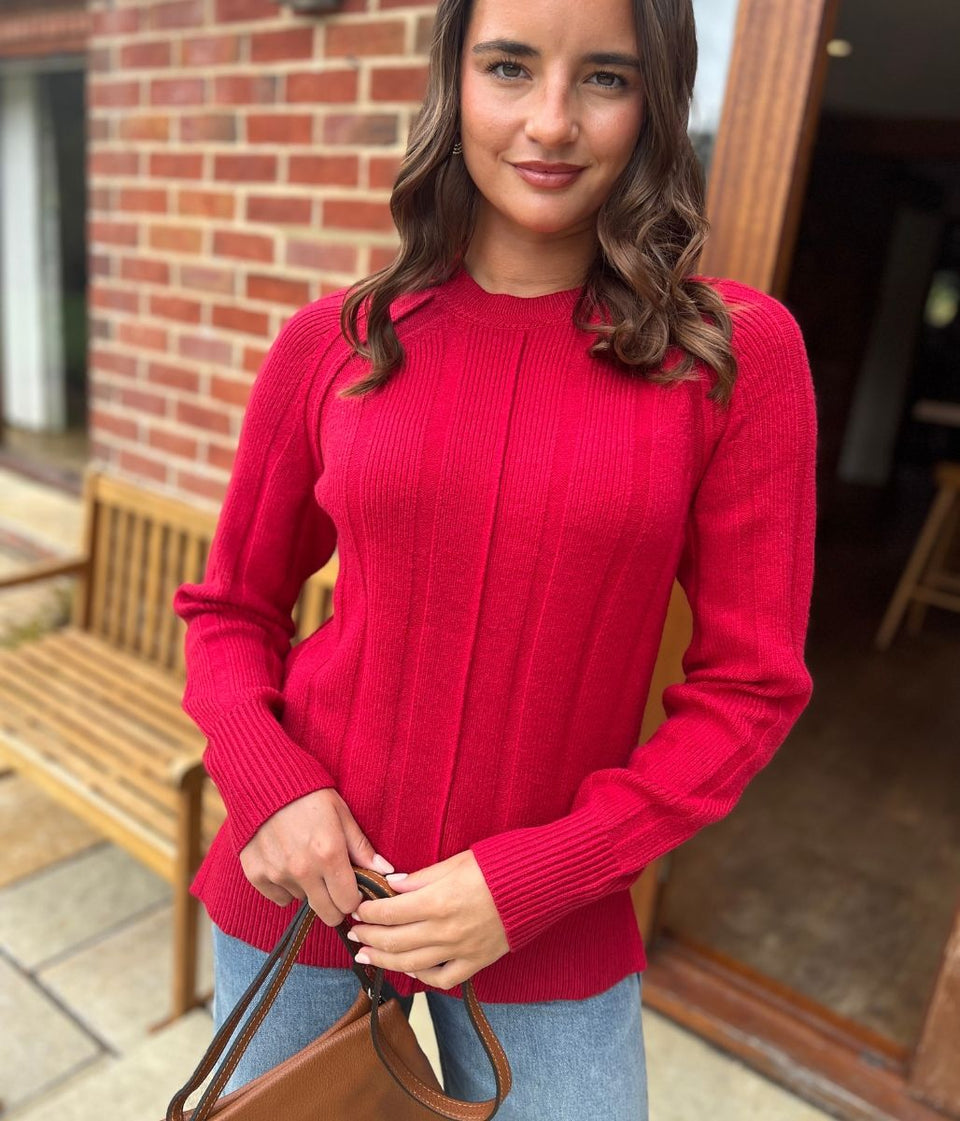 Red Wide Ribbed Jumper
