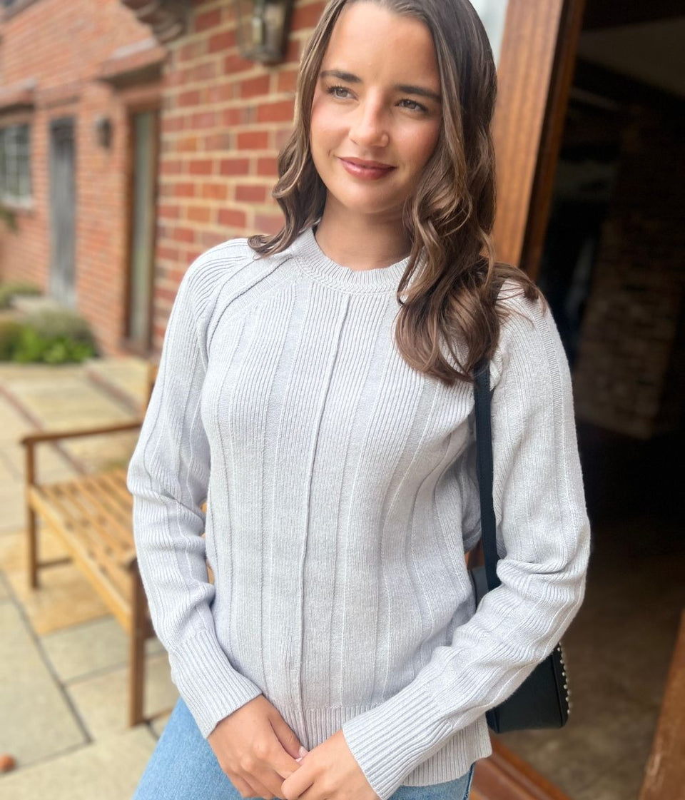 Grey Wide Ribbed Jumper