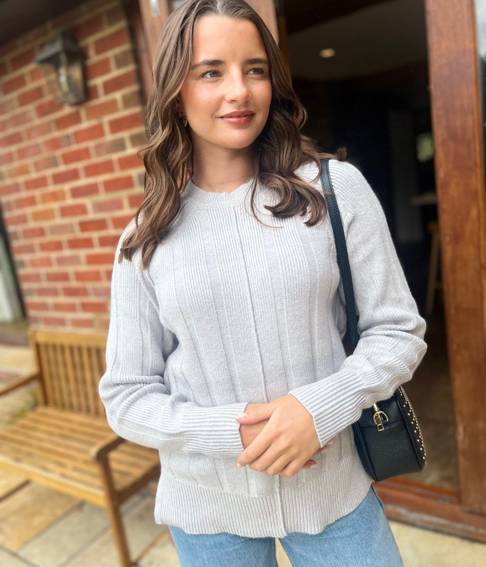 Grey Wide Ribbed Jumper