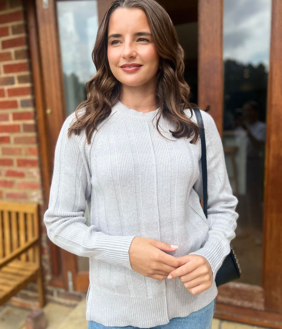 Grey Wide Ribbed Jumper
