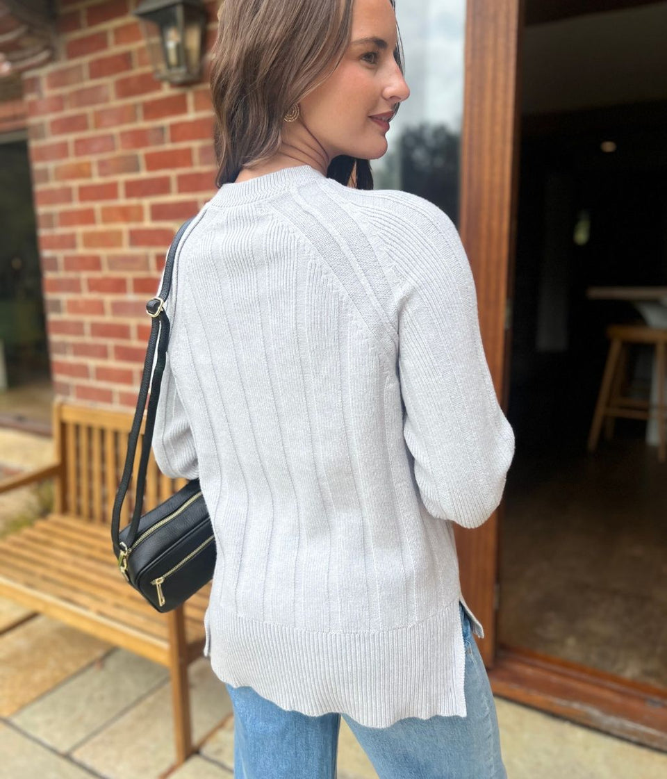 Grey Wide Ribbed Jumper