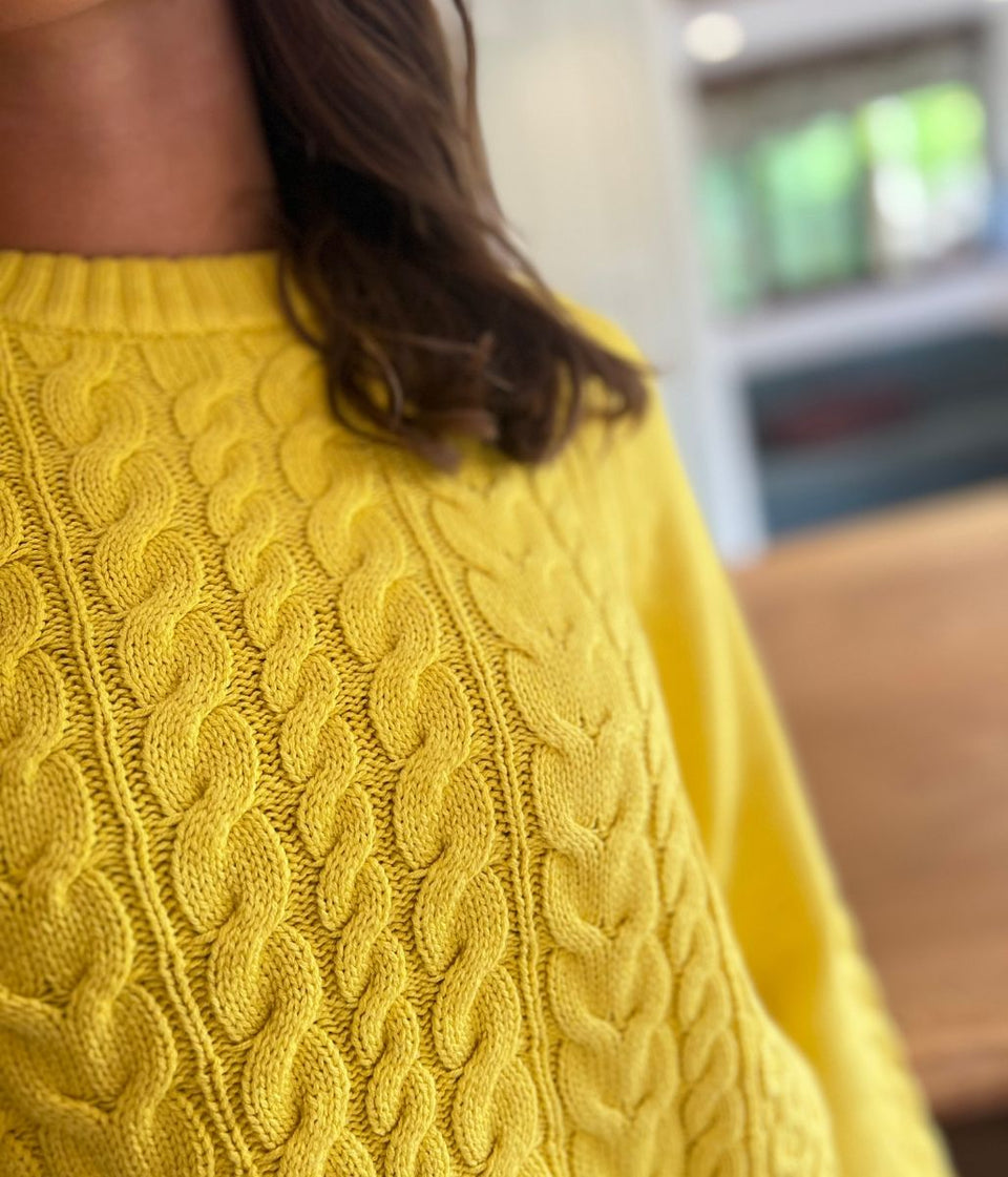 Yellow Textured Cable Knit Jumper