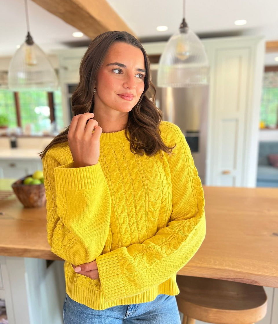 Yellow Textured Cable Knit Jumper
