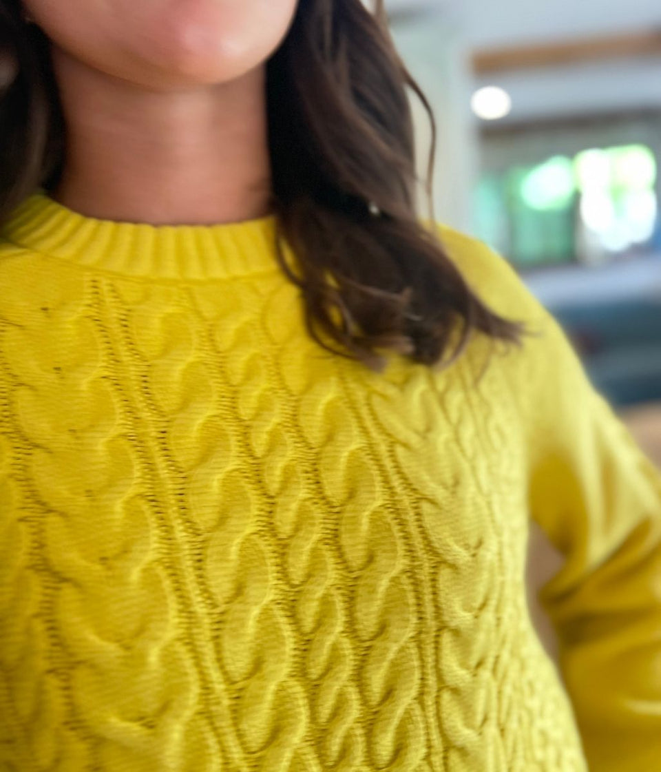 Yellow Textured Cable Knit Jumper